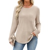 WIHOLL Long Sleeve Shirts for Women Waffle Knit Trendy Fall Fashion 2026 Dressy Casual Blouses Teacher Outfits(Apricot)