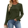 WIHOLL Long Sleeve Shirts for Women Waffle Knit Trendy Fall Fashion 2026 Dressy Casual Blouses Teacher Outfits(Army Green)