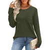 WIHOLL Long Sleeve Shirts for Women Waffle Knit Trendy Fall Fashion 2026 Dressy Casual Blouses Teacher Outfits(Army Green)