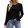WIHOLL Long Sleeve Shirts for Women Waffle Knit Trendy Fall Fashion 2026 Dressy Casual Blouses Teacher Outfits(Black)