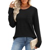 WIHOLL Long Sleeve Shirts for Women Waffle Knit Trendy Fall Fashion 2026 Dressy Casual Blouses Teacher Outfits(Black)