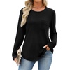 WIHOLL Long Sleeve Shirts for Women Waffle Knit Trendy Fall Fashion 2026 Dressy Casual Blouses Teacher Outfits(Black)