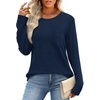 WIHOLL Long Sleeve Shirts for Women Waffle Knit Trendy Fall Fashion 2026 Dressy Casual Blouses Teacher Outfits(Blue)