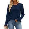 WIHOLL Long Sleeve Shirts for Women Waffle Knit Trendy Fall Fashion 2026 Dressy Casual Blouses Teacher Outfits(Blue)
