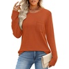 WIHOLL Long Sleeve Shirts for Women Waffle Knit Trendy Fall Fashion 2026 Dressy Casual Blouses Teacher Outfits(Caramel)