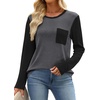 WIHOLL Long Sleeve Shirts for Women Waffle Knit Trendy Fall Fashion 2026 Dressy Casual Blouses Teacher Outfits(Color Block Grey)