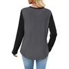 WIHOLL Long Sleeve Shirts for Women Waffle Knit Trendy Fall Fashion 2026 Dressy Casual Blouses Teacher Outfits(Color Block Grey)