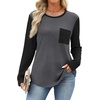 WIHOLL Long Sleeve Shirts for Women Waffle Knit Trendy Fall Fashion 2026 Dressy Casual Blouses Teacher Outfits(Color Block Grey)
