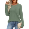 WIHOLL Long Sleeve Shirts for Women Waffle Knit Trendy Fall Fashion 2026 Dressy Casual Blouses Teacher Outfits(Green)
