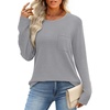 WIHOLL Long Sleeve Shirts for Women Waffle Knit Trendy Fall Fashion 2026 Dressy Casual Blouses Teacher Outfits(Grey)