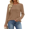 WIHOLL Long Sleeve Shirts for Women Waffle Knit Trendy Fall Fashion 2026 Dressy Casual Blouses Teacher Outfits(Khaki)