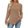WIHOLL Long Sleeve Shirts for Women Waffle Knit Trendy Fall Fashion 2026 Dressy Casual Blouses Teacher Outfits(Khaki)