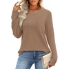 WIHOLL Long Sleeve Shirts for Women Waffle Knit Trendy Fall Fashion 2026 Dressy Casual Blouses Teacher Outfits(Khaki)