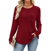 WIHOLL Long Sleeve Shirts for Women Waffle Knit Trendy Fall Fashion 2026 Dressy Casual Blouses Teacher Outfits(Red)