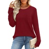 WIHOLL Long Sleeve Shirts for Women Waffle Knit Trendy Fall Fashion 2026 Dressy Casual Blouses Teacher Outfits(Red)