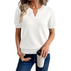 WIHOLL Short Sleeve Sweater Tops 2026 Spring Summer Trendy Knit Business Casual Essential V Neck Sweaters(01 – White)