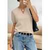 WIHOLL Short Sleeve Sweater Tops 2026 Spring Summer Trendy Knit Business Casual Essential V Neck Sweaters(02 – Apricot)