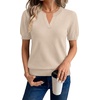 WIHOLL Short Sleeve Sweater Tops 2026 Spring Summer Trendy Knit Business Casual Essential V Neck Sweaters(02 – Apricot)