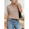 WIHOLL Short Sleeve Sweater Tops 2026 Spring Summer Trendy Knit Business Casual Essential V Neck Sweaters(02 – Brown)