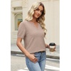 WIHOLL Short Sleeve Sweater Tops 2026 Spring Summer Trendy Knit Business Casual Essential V Neck Sweaters(02 – Brown)