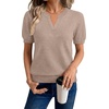 WIHOLL Short Sleeve Sweater Tops 2026 Spring Summer Trendy Knit Business Casual Essential V Neck Sweaters(02 – Brown)