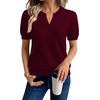 WIHOLL Short Sleeve Sweater Tops 2026 Spring Summer Trendy Knit Business Casual Essential V Neck Sweaters(02 – Burgundy Purple)