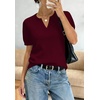 WIHOLL Short Sleeve Sweater Tops 2026 Spring Summer Trendy Knit Business Casual Essential V Neck Sweaters(02 – Burgundy Purple)