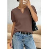 WIHOLL Short Sleeve Sweater Tops 2026 Spring Summer Trendy Knit Business Casual Essential V Neck Sweaters(02 – Coffee)