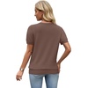 WIHOLL Short Sleeve Sweater Tops 2026 Spring Summer Trendy Knit Business Casual Essential V Neck Sweaters(02 – Coffee)
