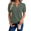 WIHOLL Short Sleeve Sweater Tops 2026 Spring Summer Trendy Knit Business Casual Essential V Neck Sweaters(02 – Green)