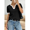 WIHOLL Short Sleeve Sweater Tops 2026 Spring Summer Trendy Knit Business Casual Essential V Neck Sweaters(03 – Black White)