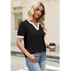 WIHOLL Short Sleeve Sweater Tops 2026 Spring Summer Trendy Knit Business Casual Essential V Neck Sweaters(03 – Black White)