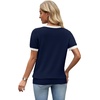 WIHOLL Short Sleeve Sweater Tops 2026 Spring Summer Trendy Knit Business Casual Essential V Neck Sweaters(04 – Navy White)