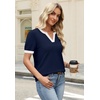 WIHOLL Short Sleeve Sweater Tops 2026 Spring Summer Trendy Knit Business Casual Essential V Neck Sweaters(04 – Navy White)