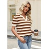 WIHOLL Short Sleeve Sweater Tops 2026 Spring Summer Trendy Knit Business Casual Essential V Neck Sweaters(05 – Brown Striped)