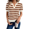 WIHOLL Short Sleeve Sweater Tops 2026 Spring Summer Trendy Knit Business Casual Essential V Neck Sweaters(05 – Brown Striped)