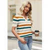 WIHOLL Short Sleeve Sweater Tops 2026 Spring Summer Trendy Knit Business Casual Essential V Neck Sweaters(05 – Orange Green Striped)