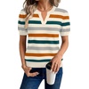 WIHOLL Short Sleeve Sweater Tops 2026 Spring Summer Trendy Knit Business Casual Essential V Neck Sweaters(05 – Orange Green Striped)