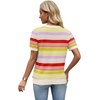 WIHOLL Short Sleeve Sweater Tops 2026 Spring Summer Trendy Knit Business Casual Essential V Neck Sweaters(05 – Stripes)