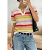 WIHOLL Short Sleeve Sweater Tops 2026 Spring Summer Trendy Knit Business Casual Essential V Neck Sweaters(05 – Stripes)