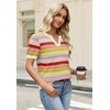 WIHOLL Short Sleeve Sweater Tops 2026 Spring Summer Trendy Knit Business Casual Essential V Neck Sweaters(05 – Stripes)