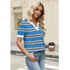 WIHOLL Short Sleeve Sweater Tops 2026 Spring Summer Trendy Knit Business Casual Essential V Neck Sweaters(07 – Stripes)