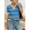 WIHOLL Short Sleeve Sweater Tops 2026 Spring Summer Trendy Knit Business Casual Essential V Neck Sweaters(07 – Stripes)
