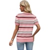 WIHOLL Short Sleeve Sweater Tops 2026 Spring Summer Trendy Knit Business Casual Essential V Neck Sweaters(08 – Stripes)