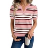 WIHOLL Short Sleeve Sweater Tops 2026 Spring Summer Trendy Knit Business Casual Essential V Neck Sweaters(08 – Stripes)