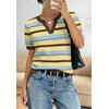 WIHOLL Short Sleeve Sweater Tops 2026 Spring Summer Trendy Knit Business Casual Essential V Neck Sweaters(09 – Stripes)