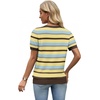 WIHOLL Short Sleeve Sweater Tops 2026 Spring Summer Trendy Knit Business Casual Essential V Neck Sweaters(09 – Stripes)