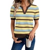 WIHOLL Short Sleeve Sweater Tops 2026 Spring Summer Trendy Knit Business Casual Essential V Neck Sweaters(09 – Stripes)