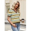 WIHOLL Short Sleeve Sweater Tops 2026 Spring Summer Trendy Knit Business Casual Essential V Neck Sweaters(09 – Stripes)