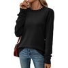 WIHOLL Sweaters for Women Lightweight Fall Tops Pullover Long Sleeve Shirts(Black)